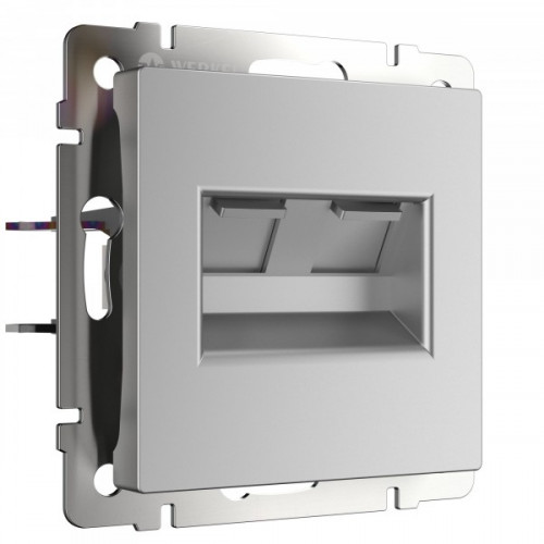 Розетка телефонная RJ-11 и Ethernet RJ-45 / WL06-RJ11+RJ45 Werkel серебряная