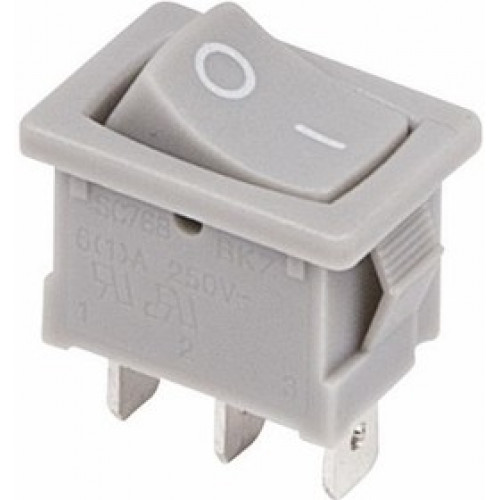 Выключатель клавишный 250V 6A (2c) ON-OFF  серый Mini REXANT