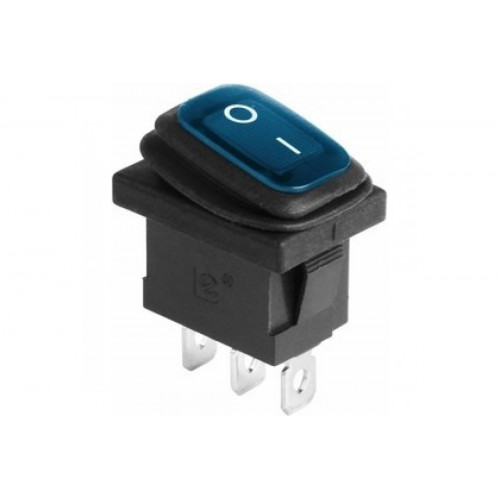 Выключатель клавишный 250V 6A (3c) ON-OFF синий с подсветкой Mini REXANT