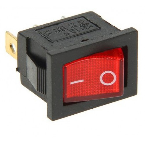 Выключатель клавишный 12V 15A (3c) ON-OFF красный с подсветкой Mini REXANT