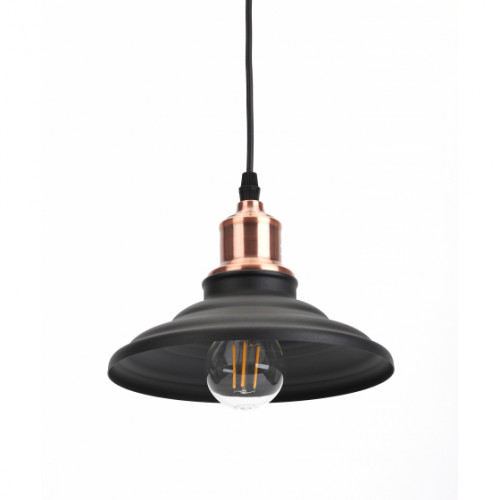 Подвес PL4 BK/RC  ЭРА металл, E27, max 40W (60W), d203 мм, шагрень черный/медь